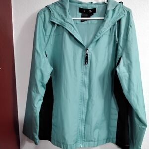 i  5   Women's Turquoise & Black Rain Coat    Size XL